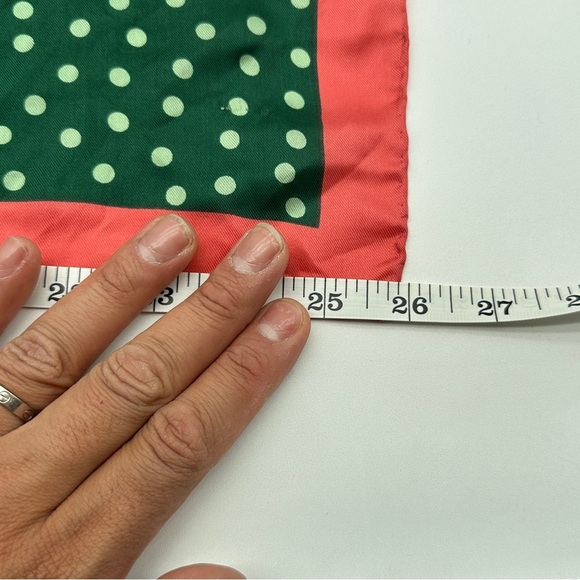 Anne Klein Silk Scarf - Iconic Lion Head Green /Red - Picture 5 of 5